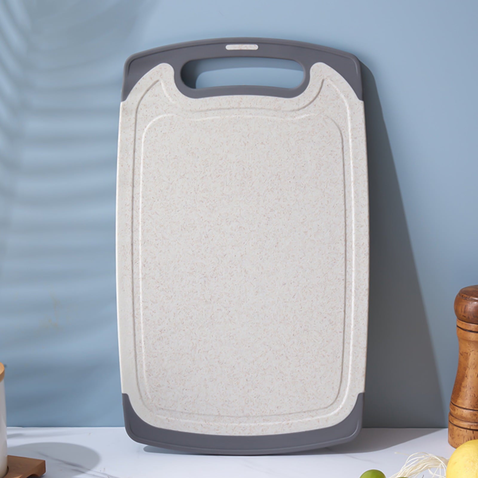 QIIBURR Plastic Cutting Boards for Kitchen Dishwasher Safe, Extra Large Cutting Board for Meat with Juice Grooves, Easy Grip Handle, Non-Slip, with Grinding Area