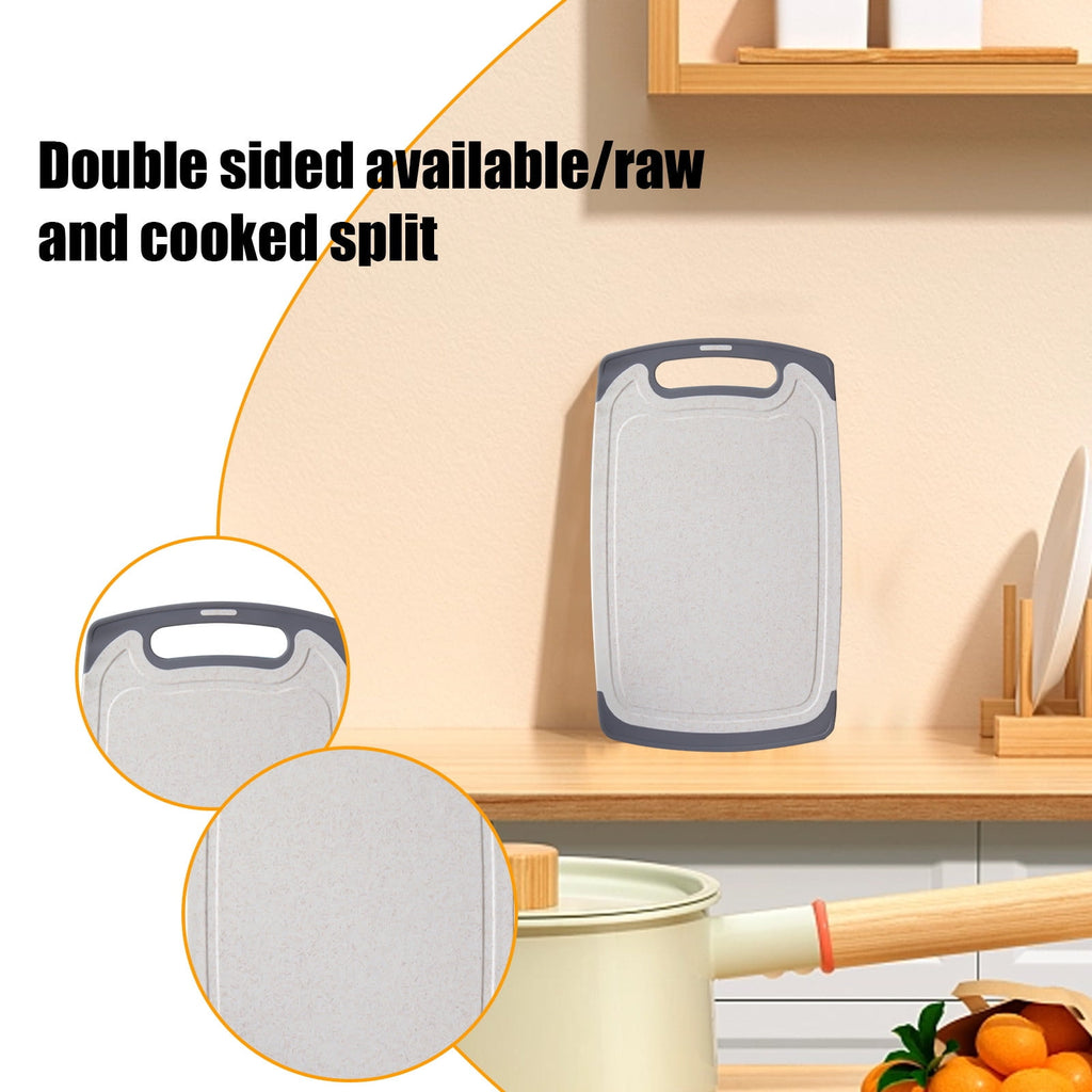 QIIBURR Plastic Cutting Boards for Kitchen Dishwasher Safe, Extra Large Cutting Board for Meat with Juice Grooves, Easy Grip Handle, Non-Slip, with Grinding Area