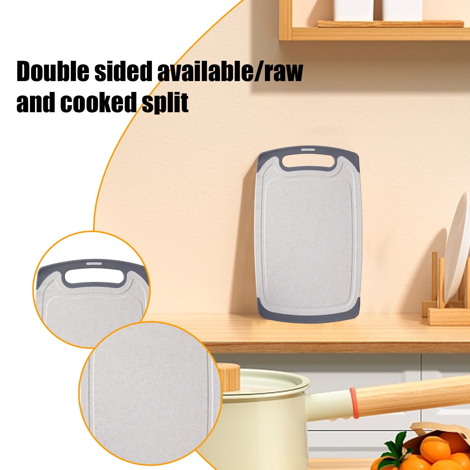 QIIBURR Plastic Cutting Boards for Kitchen Dishwasher Safe, Extra Large Cutting Board for Meat with Juice Grooves, Easy Grip Handle, Non-Slip, with Grinding Area