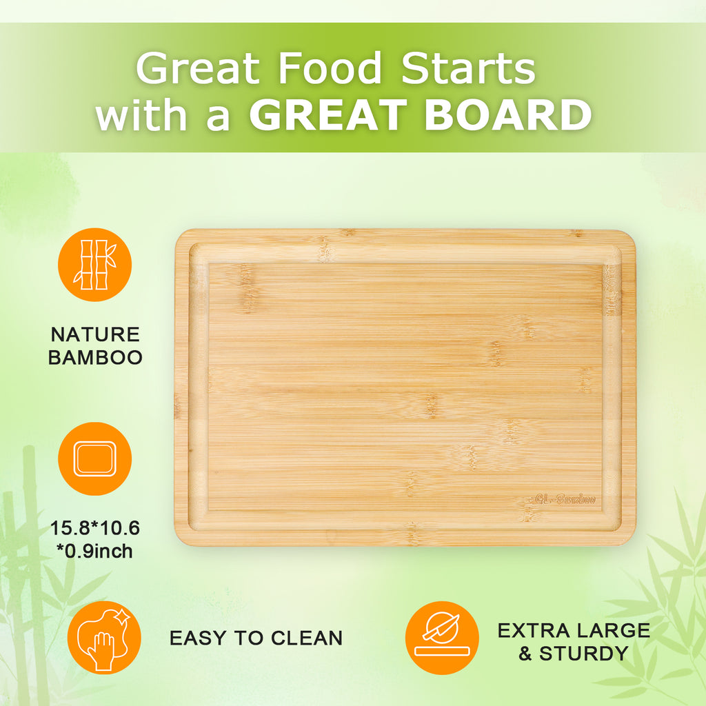 Extra Large Cutting Board, 17" Bamboo Cutting Boards for Kitchen with Juice Groove and Handles Kitchen Chopping Board for Meat Cheese board Heavy Duty Serving Tray, XL